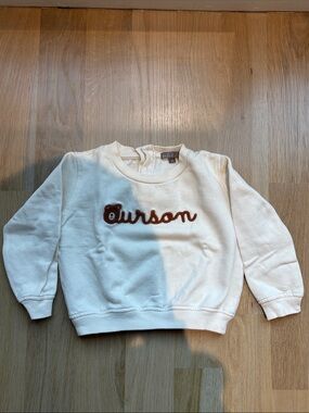 Emile et Ida Cream Sweatshirt with Brown 'Burson' Embroidery